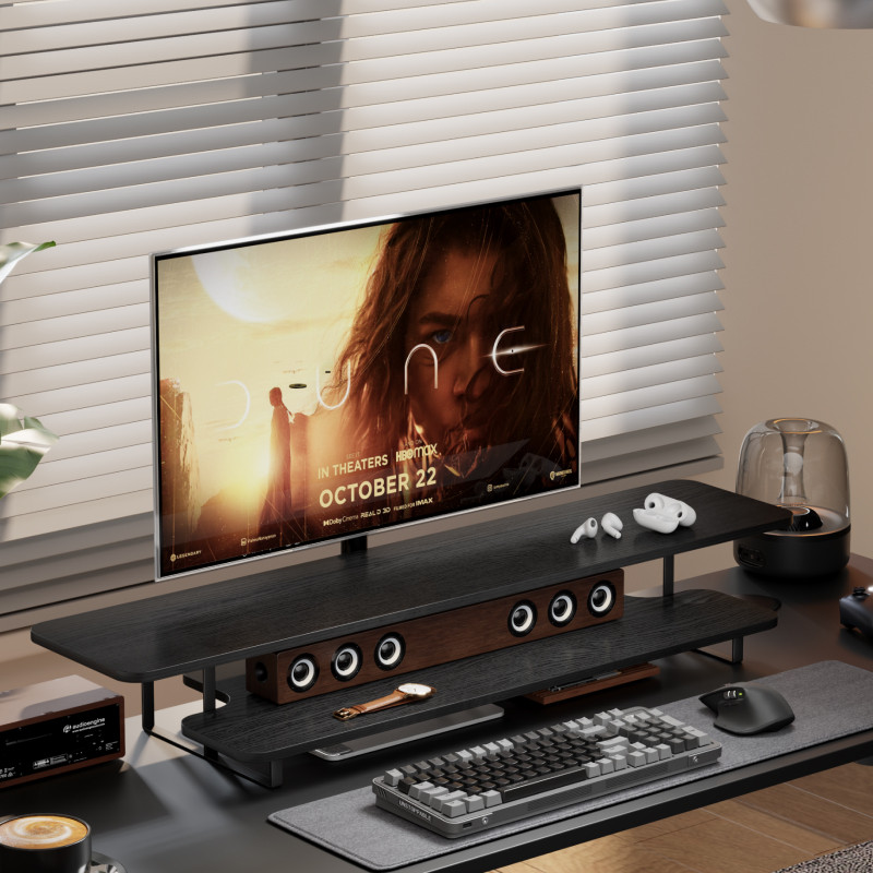 Desk Setup Monitor And Laptop - Podstawka pod monitor z wykończeniem w