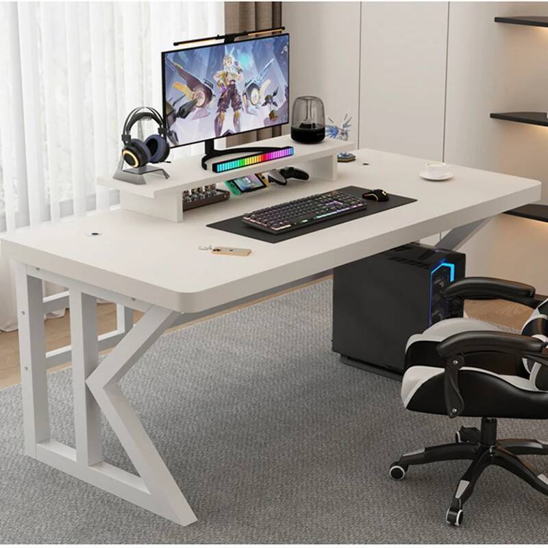 Desk Setup Monitor And Laptop - Biurko gamingowe w kształcie litery L,