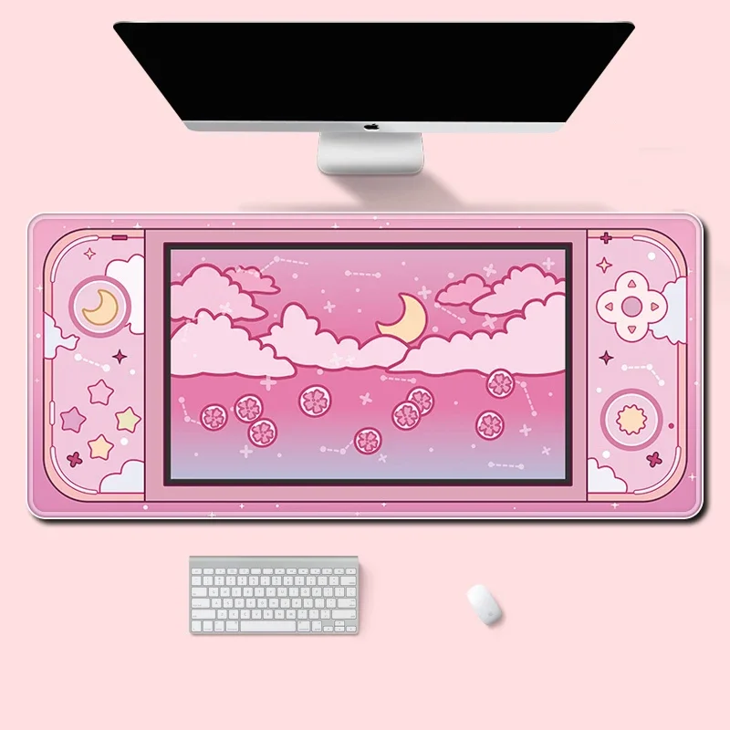 Desk Setup Aesthetic - Moon and Stars Duża podkładka na