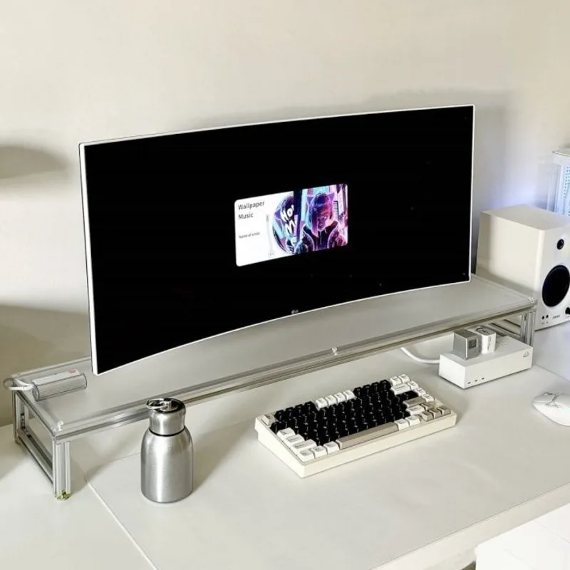 Desk Setup Monitor And Laptop - Aluminiowy Stojak na Monitor Akrylowy Podwyższający
