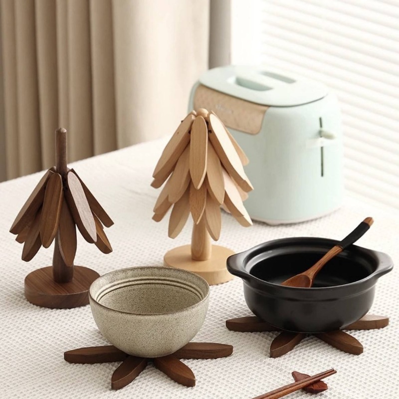 Desk Setup Design - Zestaw podstawek z naturalnego drewna bambusowego