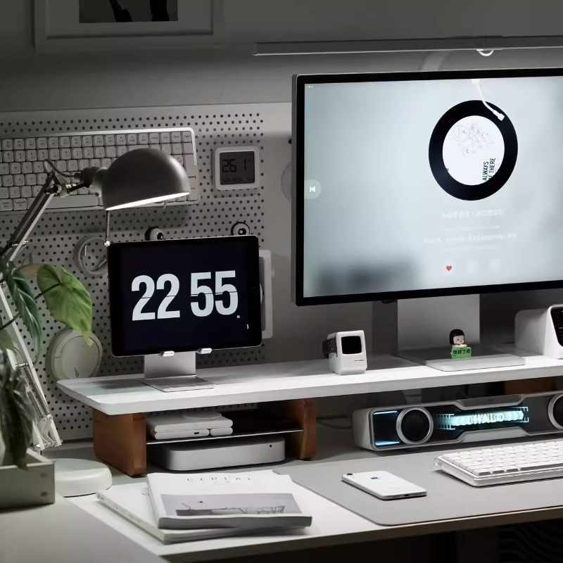 Nowoczesny podnośnik monitora  – Desk Setup Monitor And Laptop recenzja i cena