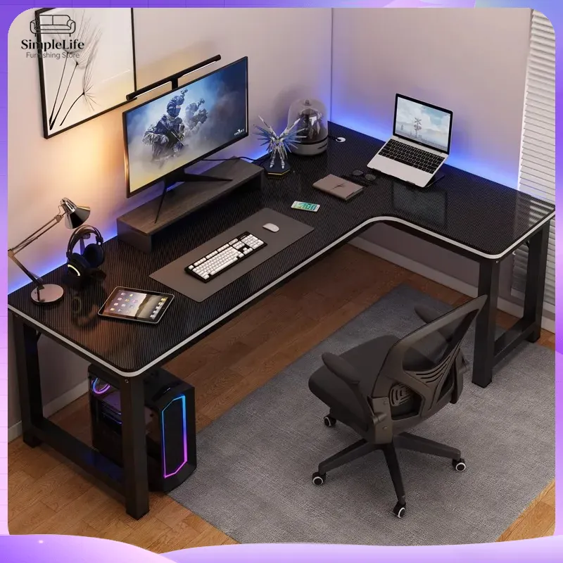 Narożne biurko gamingowe, biur – Desk Setup Monitor And Laptop recenzja i cena