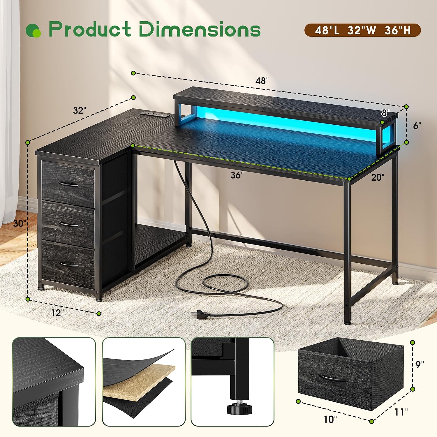 Biurko gamingowe z 3 szufladam – Desk Setup Rgb recenzja i cena